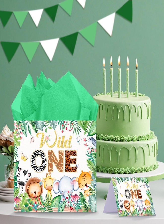 Yoirrat Large Wild One Gift Bags with Greeting Card for Boys 1st Birthday Wrapping Paper Jungle Safari Woodland Animal Gift Bag Baby Shower Christmas Party Supplies - Image 5